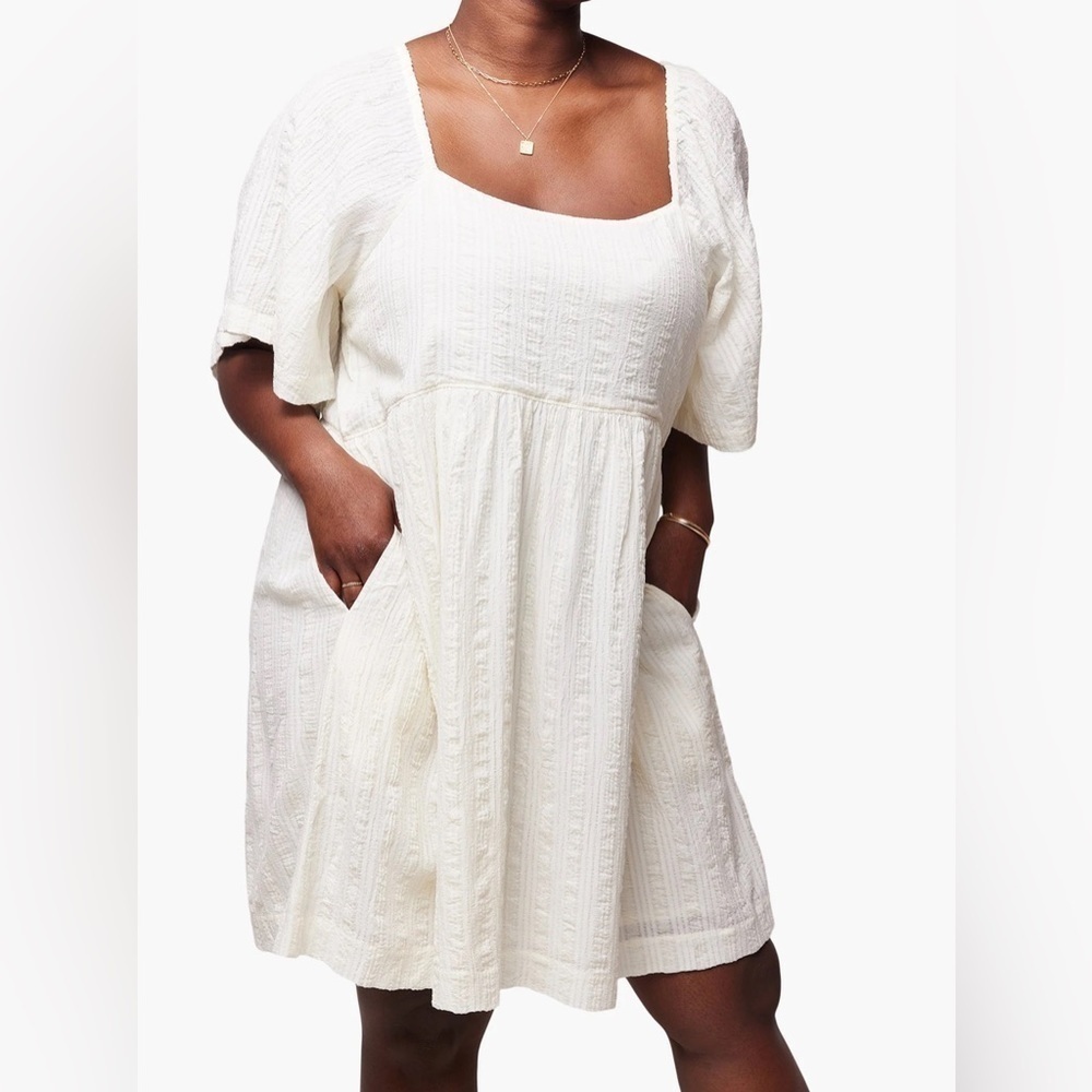 NWT Able Sharon Square Neck Mini Dress in Antique White Women's Size XXS